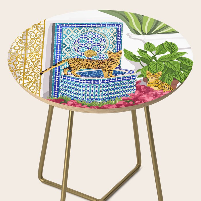 Royal Bengal Cats | Palace Pets & Architecture Building | Exotic Travel Urban Jungle Terrazzo Tiles Side Table Gallery Image 2