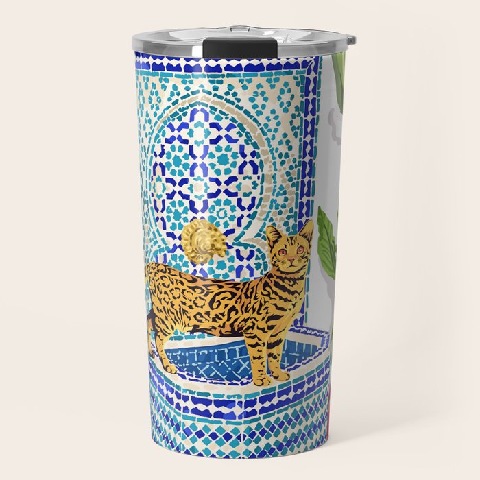 Royal Bengal Cats | Palace Pets & Architecture Building | Exotic Travel Urban Jungle Terrazzo Tiles Travel Mug Gallery Image 1
