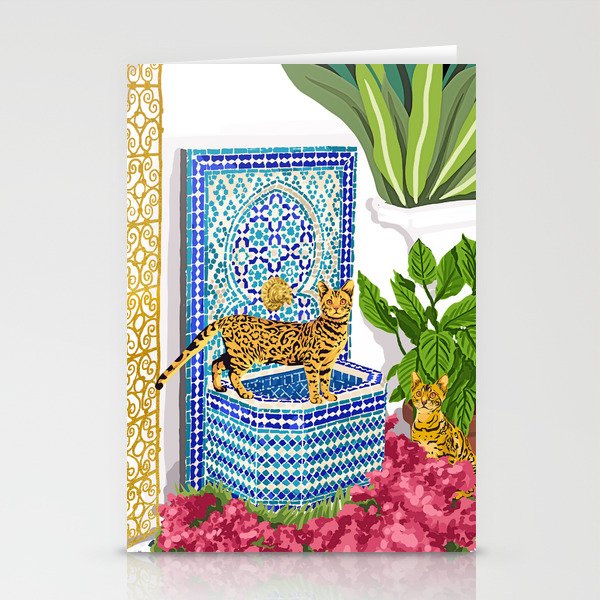 Royal Bengal Cats | Palace Pets & Architecture Building | Exotic Travel Urban Jungle Terrazzo Tiles Stationery Card Gallery Image 2