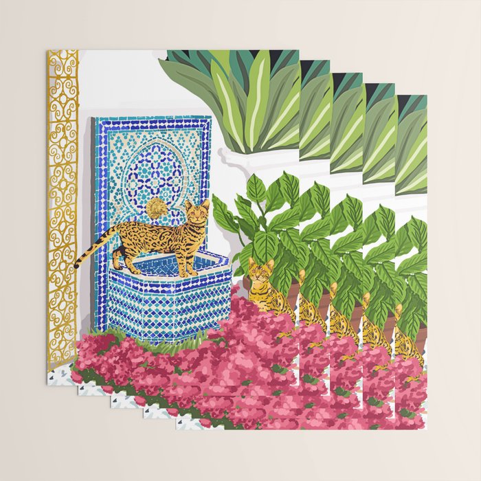 Royal Bengal Cats | Palace Pets & Architecture Building | Exotic Travel Urban Jungle Terrazzo Tiles Wrapping Paper Gallery Image 3