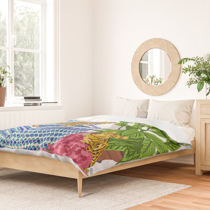 Royal Bengal Cats | Palace Pets & Architecture Building | Exotic Travel Urban Jungle Terrazzo Tiles Duvet Cover Gallery Image 2