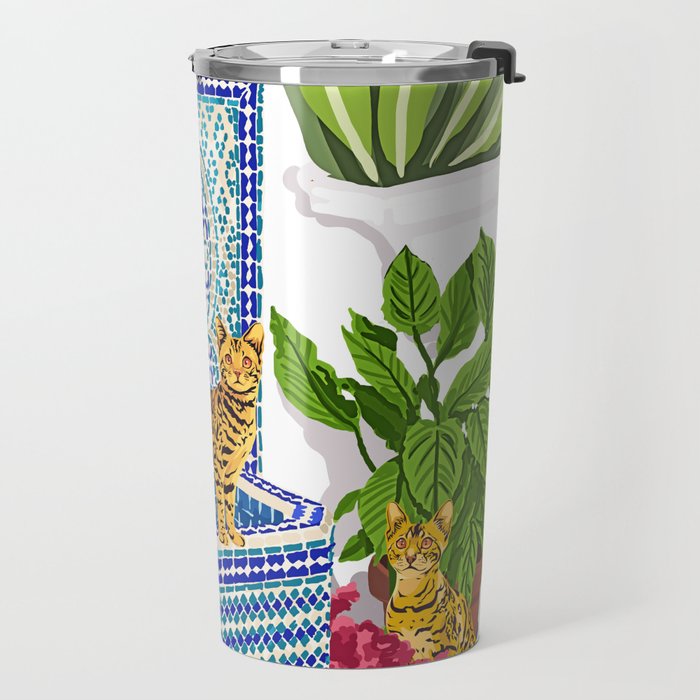 Royal Bengal Cats | Palace Pets & Architecture Building | Exotic Travel Urban Jungle Terrazzo Tiles Travel Mug Gallery Image 2