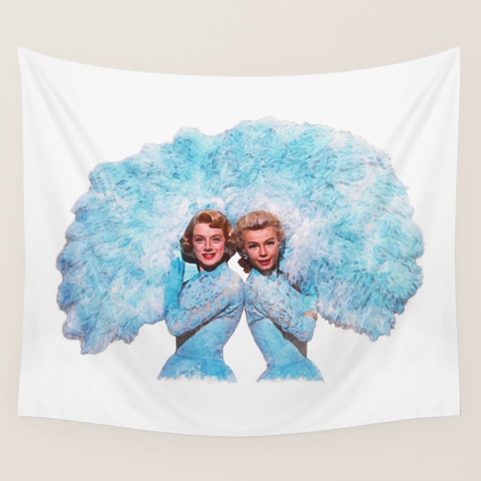 Sisters - White Christmas - Watercolor Wall Tapestry Gallery Image 1