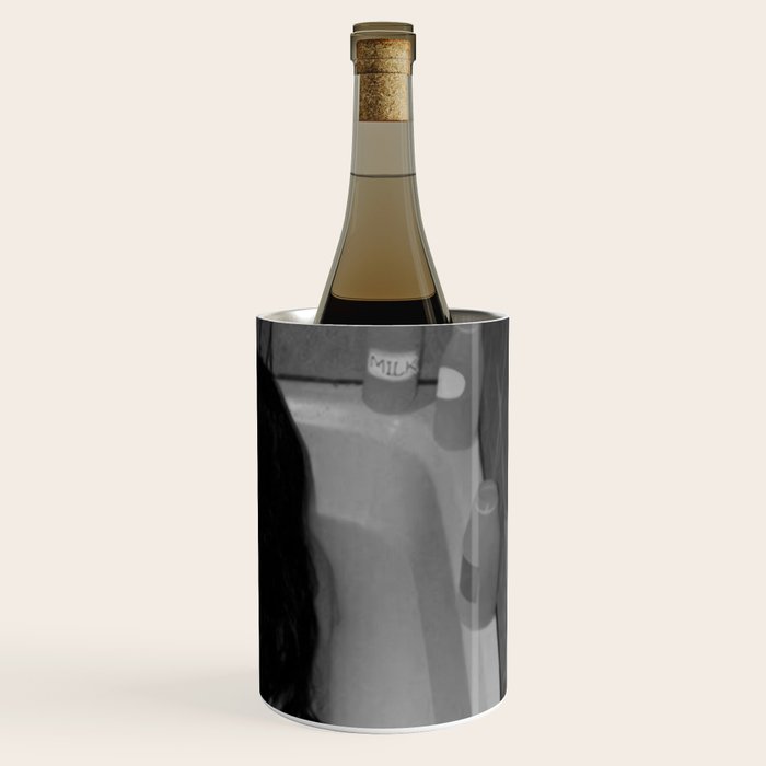 A girl and her cat lapping it up in milk; apartment bathtub nude portrait black and white photograph - photography - photographs Wine Chiller Gallery Image 3