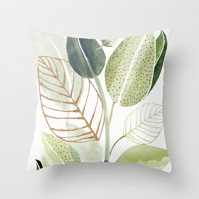 Botanical Collage Throw Pillow Gallery Image 1