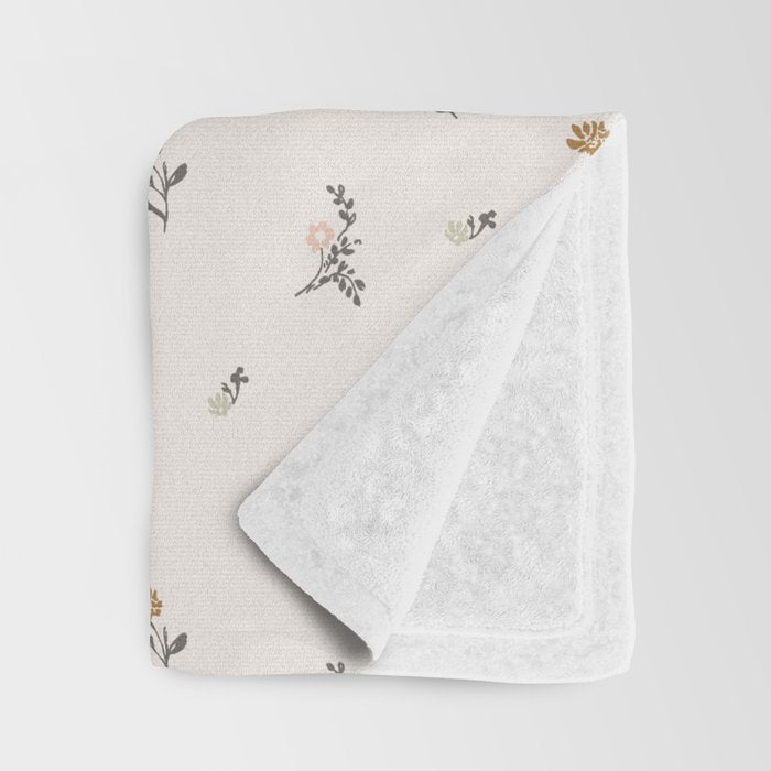 Sweet Pea Ditsy Floral - Pink, Charcoal, Mustard, Sage Throw Blanket Gallery Image 3