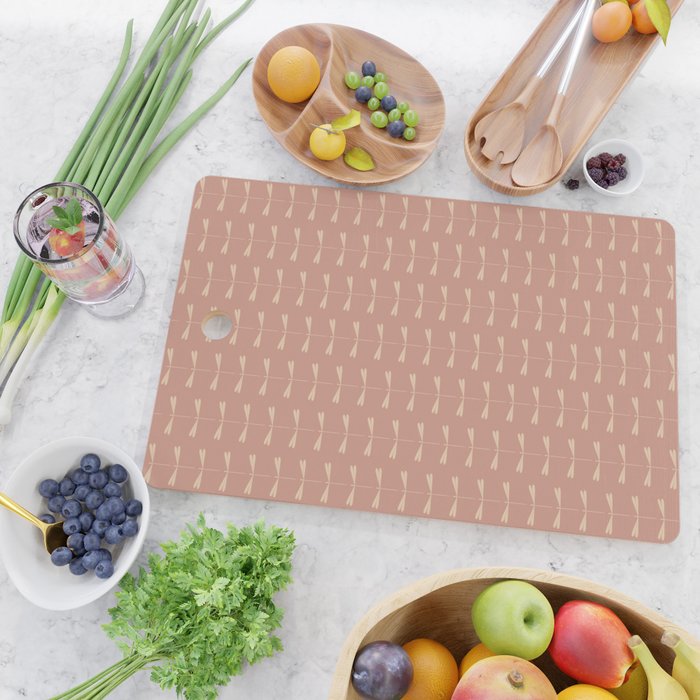 Dragonfly Pattern VI Neutral Rose Cutting Board Gallery Image 2