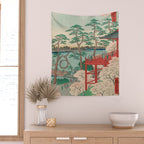 Spring Blossoms and Pond Ukiyo-e Japanese Art Wall Tapestry Gallery Image 2
