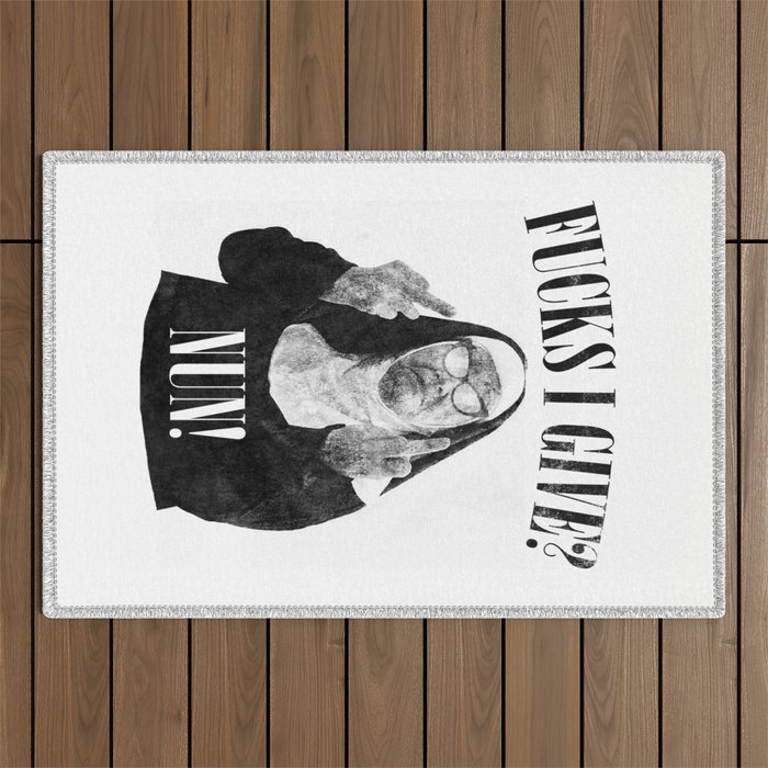 Funny Fucks I Give, Nun Saying Outdoor Rug Gallery Image 1