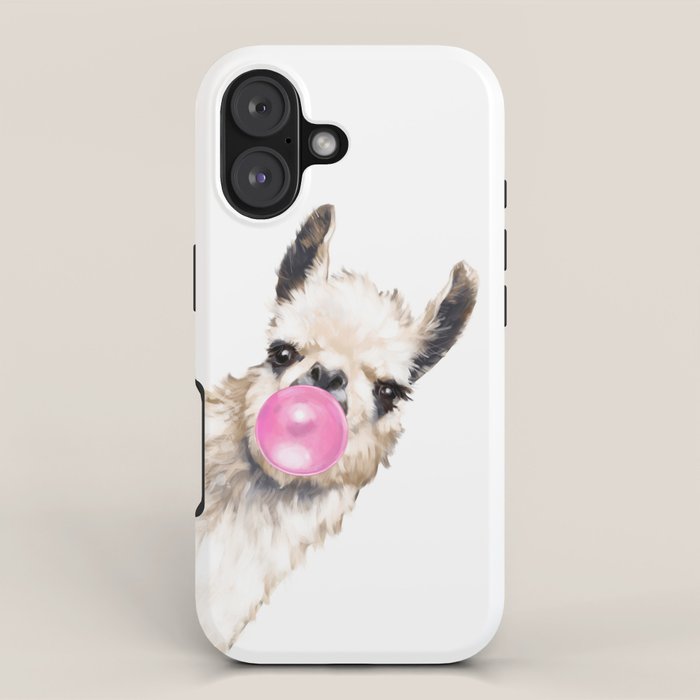 Bubble Gum Sneaky Llama iPhone Case Gallery Image 1