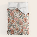 70s flowers - 70s, retro, spring, floral, florals, floral pattern, retro flowers, boho, hippie, earthy, muted Comforter Gallery Image 6