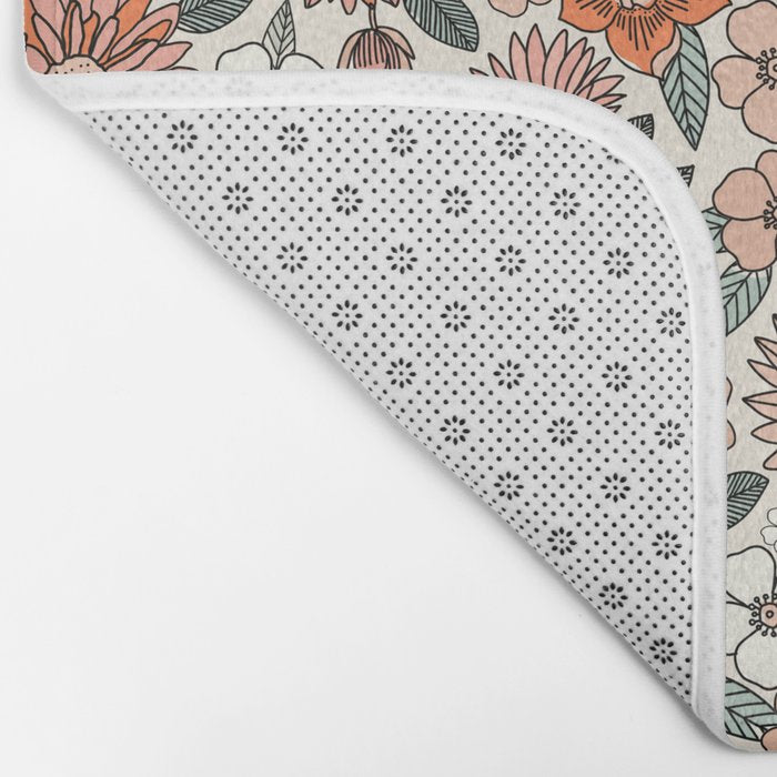 70s flowers - 70s, retro, spring, floral, florals, floral pattern, retro flowers, boho, hippie, earthy, muted Bath Mat Gallery Image 2