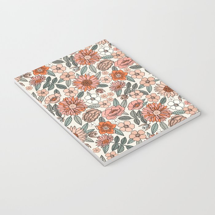 70s flowers - 70s, retro, spring, floral, florals, floral pattern, retro flowers, boho, hippie, earthy, muted Notebook Gallery Image 3