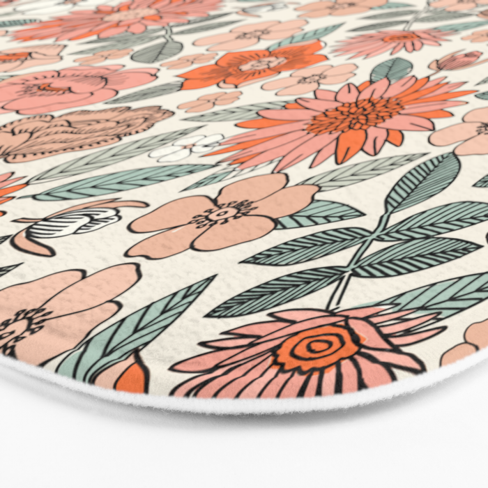 70s flowers - 70s, retro, spring, floral, florals, floral pattern, retro flowers, boho, hippie, earthy, muted Bath Mat Gallery Image 3
