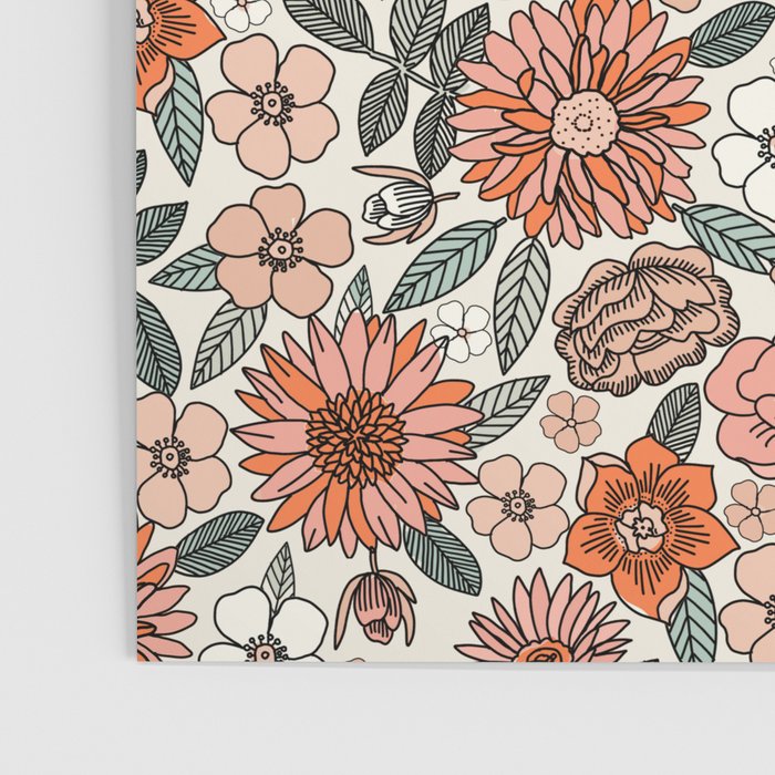 70s flowers - 70s, retro, spring, floral, florals, floral pattern, retro flowers, boho, hippie, earthy, muted Poster Gallery Image 3