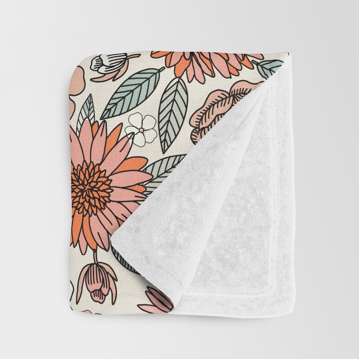 70s flowers - 70s, retro, spring, floral, florals, floral pattern, retro flowers, boho, hippie, earthy, muted Throw Blanket Gallery Image 3