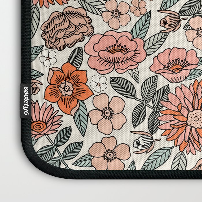 70s flowers - 70s, retro, spring, floral, florals, floral pattern, retro flowers, boho, hippie, earthy, muted Laptop Sleeve Gallery Image 3