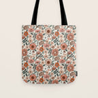 70s flowers - 70s, retro, spring, floral, florals, floral pattern, retro flowers, boho, hippie, earthy, muted Tote Bag Gallery Image 1