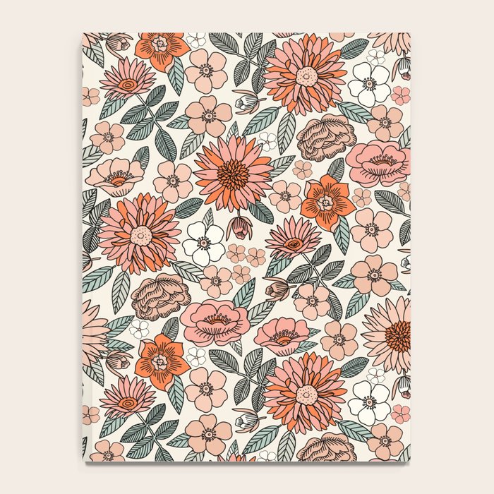 70s flowers - 70s, retro, spring, floral, florals, floral pattern, retro flowers, boho, hippie, earthy, muted Notebook Gallery Image 4