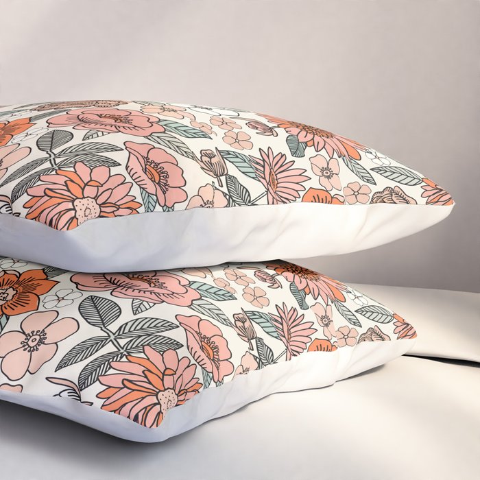 70s flowers - 70s, retro, spring, floral, florals, floral pattern, retro flowers, boho, hippie, earthy, muted Pillow Sham Gallery Image 3