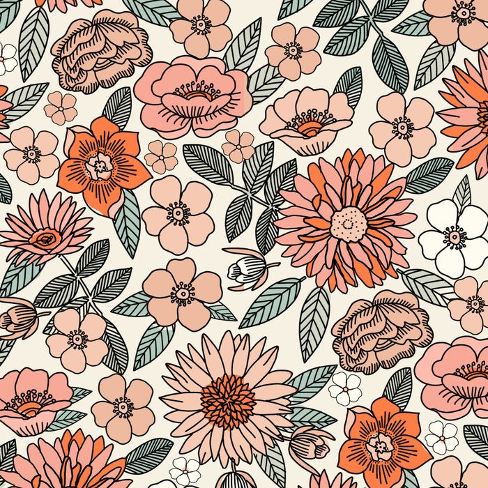 70s flowers - 70s, retro, spring, floral, florals, floral pattern, retro flowers, boho, hippie, earthy, muted Coffee Mug Gallery Image 2