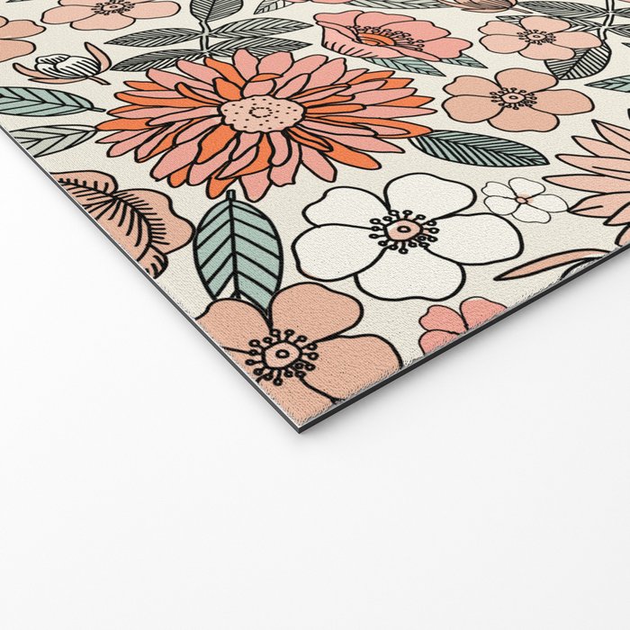 70s flowers - 70s, retro, spring, floral, florals, floral pattern, retro flowers, boho, hippie, earthy, muted Welcome Mat Gallery Image 2