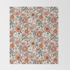 70s flowers - 70s, retro, spring, floral, florals, floral pattern, retro flowers, boho, hippie, earthy, muted Throw Blanket Gallery Image 2