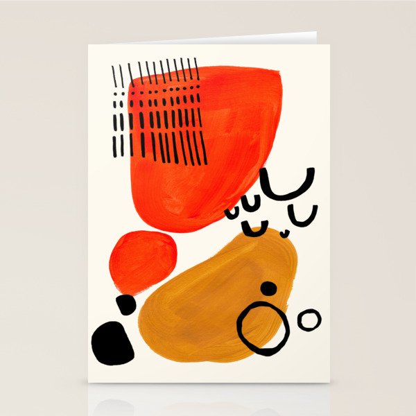 Fun Abstract Minimalist Mid Century Modern Yellow Ochre Orange Organic Shapes & Patterns Stationery Card Gallery Image 2