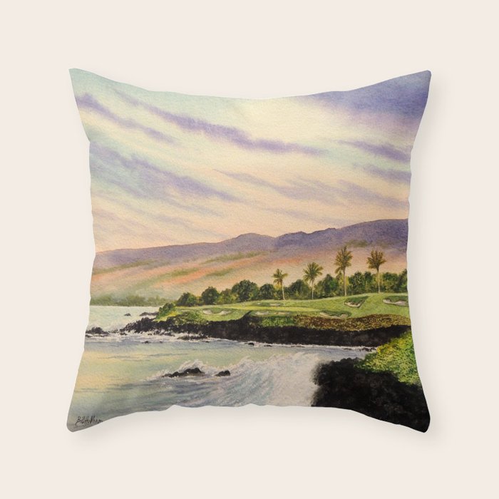 Mauna Kea Golf Course Hawaii Hole 3 Throw Pillow Gallery Image 1