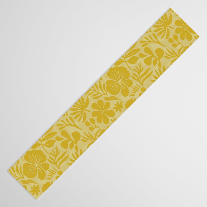 Charming Flower Shapes Warm Sunny Yellow Table Runner Gallery Image 3