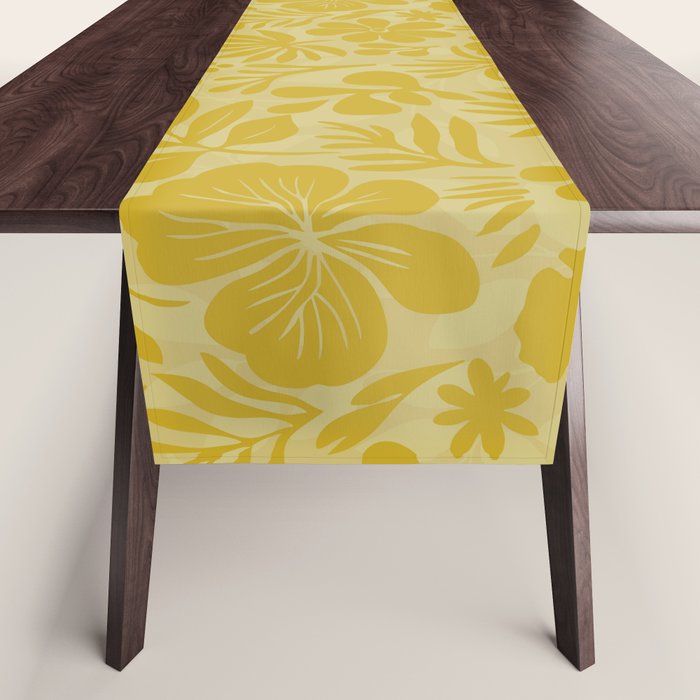 Charming Flower Shapes Warm Sunny Yellow Table Runner Gallery Image 1