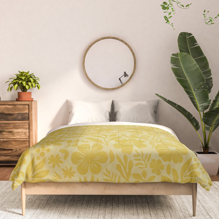 Charming Flower Shapes Warm Sunny Yellow Comforter Gallery Image 3
