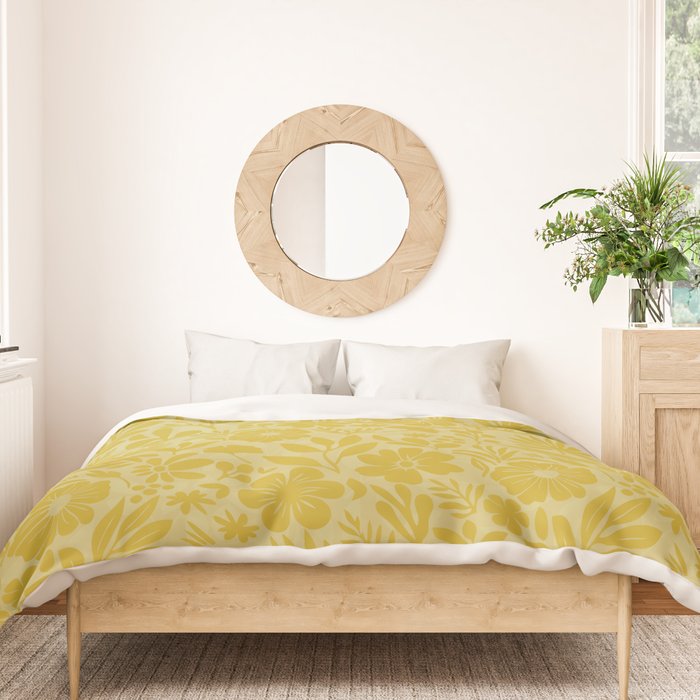 Charming Flower Shapes Warm Sunny Yellow Duvet Cover Gallery Image 3