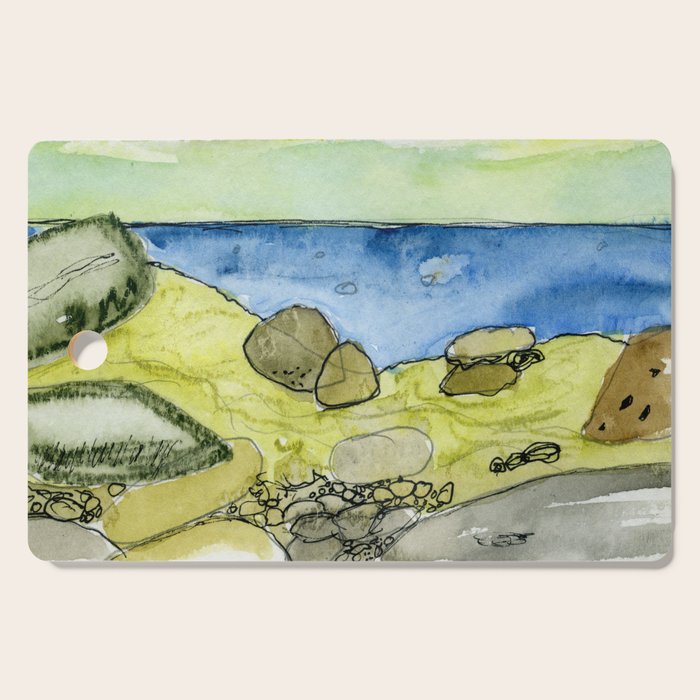 Flow - Modern Watercolor Nature Landscape Cutting Board Gallery Image 1