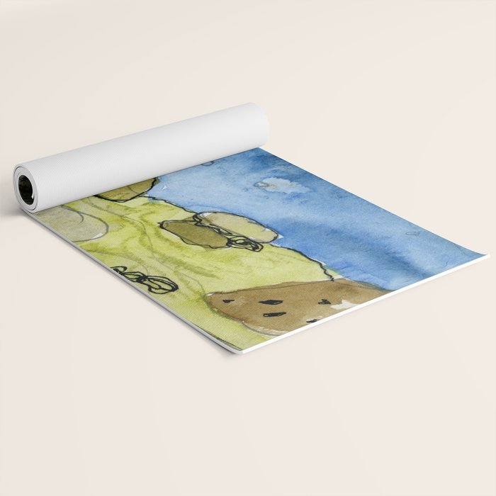 Flow - Modern Watercolor Nature Landscape Yoga Mat Gallery Image 2