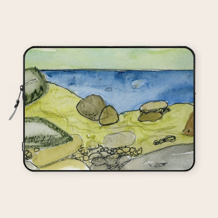 Flow - Modern Watercolor Nature Landscape Laptop Sleeve Gallery Image 1