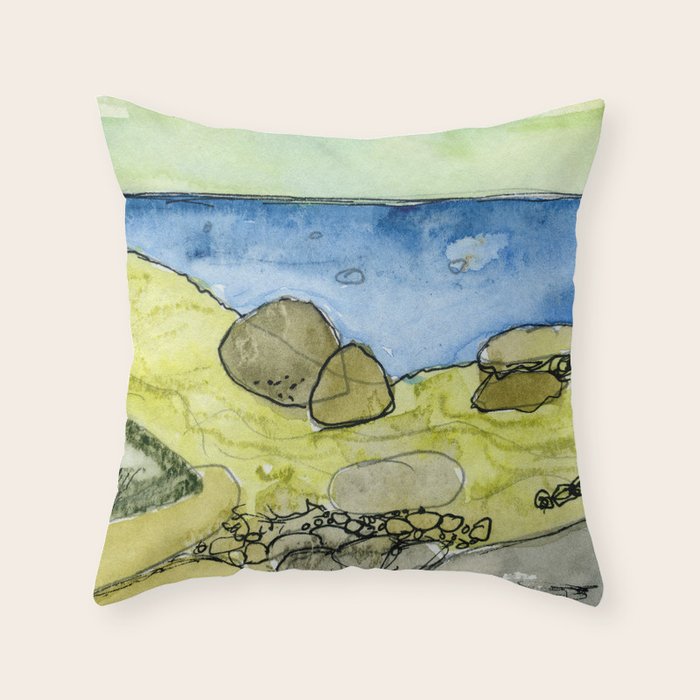 Flow - Modern Watercolor Nature Landscape Throw Pillow Gallery Image 1