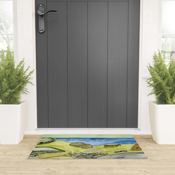Flow - Modern Watercolor Nature Landscape Welcome Mat Gallery Image 3