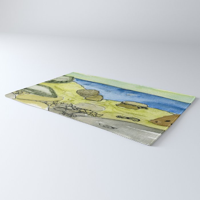 Flow - Modern Watercolor Nature Landscape Rug Gallery Image 3
