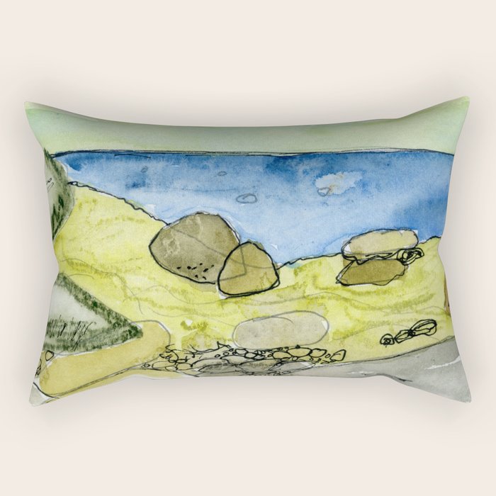 Flow - Modern Watercolor Nature Landscape Rectangular Pillow Gallery Image 1