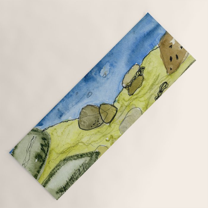 Flow - Modern Watercolor Nature Landscape Yoga Mat Gallery Image 1