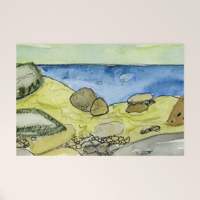 Flow - Modern Watercolor Nature Landscape Welcome Mat Gallery Image 1