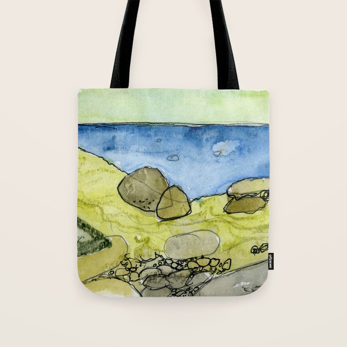Flow - Modern Watercolor Nature Landscape Tote Bag Gallery Image 1