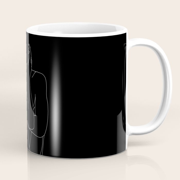 Nude figure illustration - Celina Black Coffee Mug Gallery Image 1