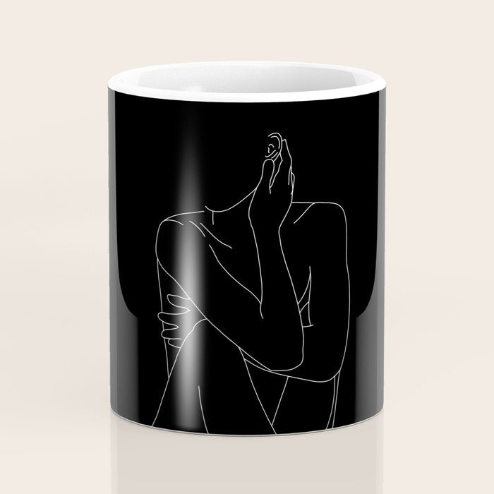 Nude figure illustration - Celina Black Coffee Mug Gallery Image 4
