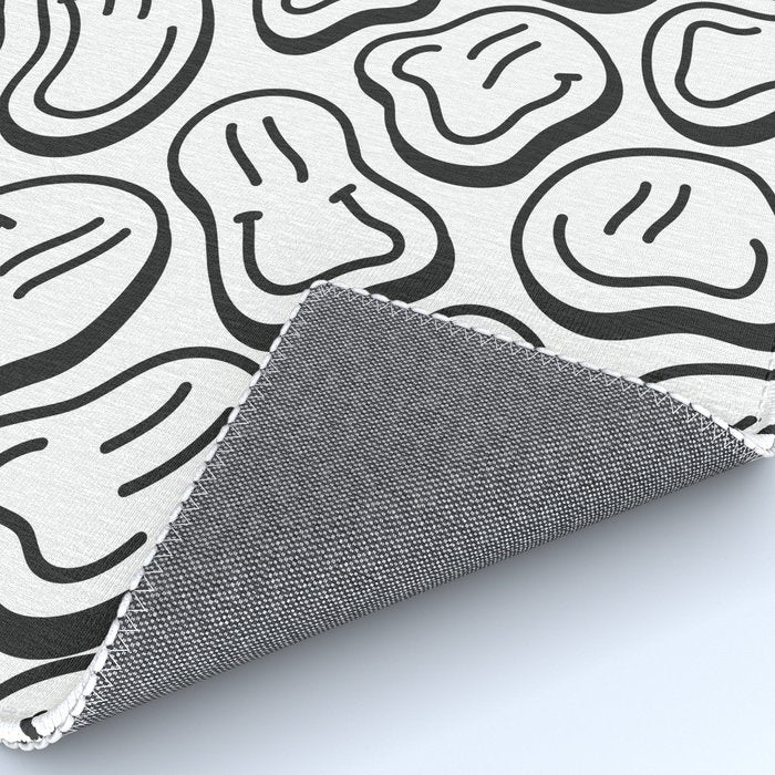 Black and white happy face pattern Rug Gallery Image 4