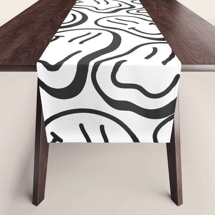 Black and white happy face pattern Table Runner Gallery Image 1