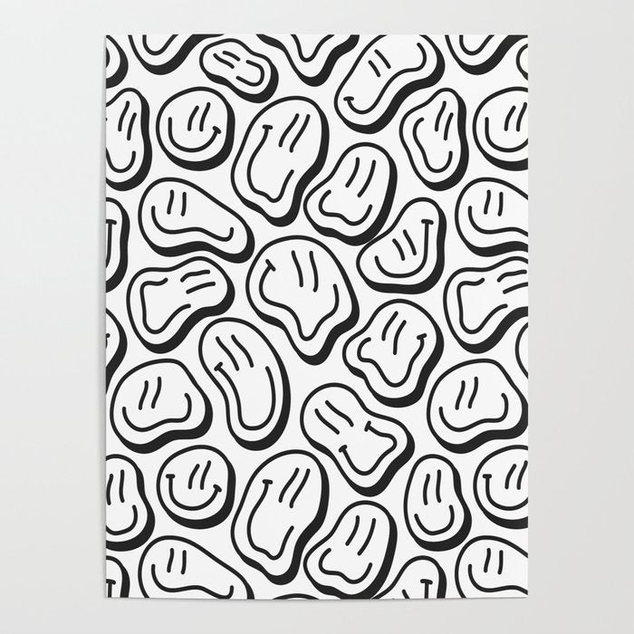 Black and white happy face pattern Poster Gallery Image 4