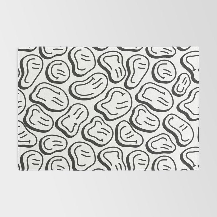 Black and white happy face pattern Rug Gallery Image 2