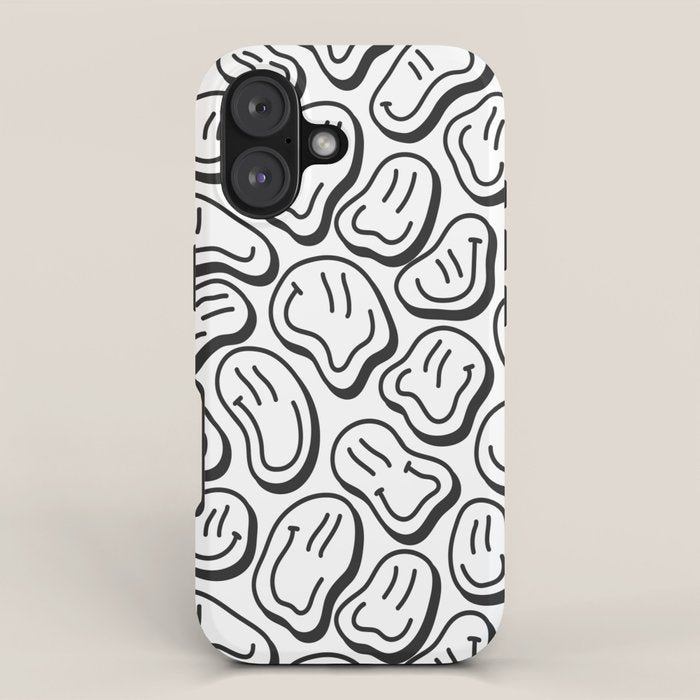 Black and white happy face pattern iPhone Case Gallery Image 1